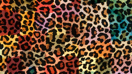 Texture of print fabric striped leopard for background.