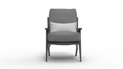 arm chair front view with shadow 3d render
