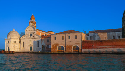 Venice - San Michele Island, urban landscape, historic old church complex, temple