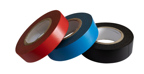 red, blue and black electrician's tape,  transparent background, png