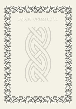 Celtic knot braided frame border ornament. Rectange size.