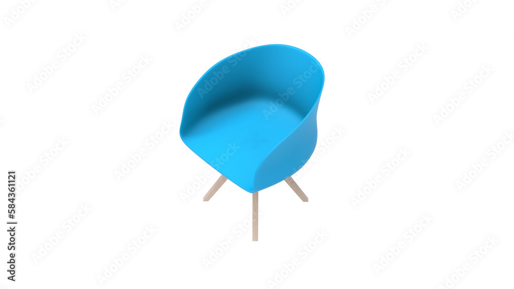 Wall mural blue chair top view without shadow 3d render