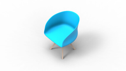 blue chair top view with shadow 3d render