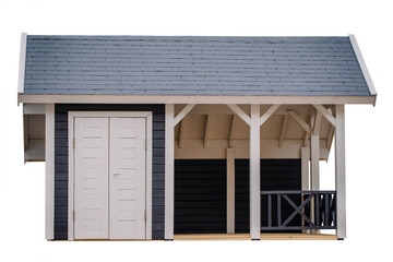 Small wooden toy house isolated on white with clipping path