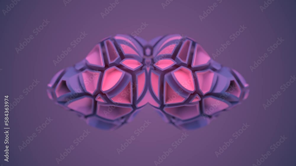 Poster Fantastic symmetrical object with crack pattern loop animation. 3d rendering