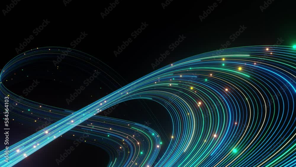 Wall mural stripe curve speed line big data background technology, 4k resolution.