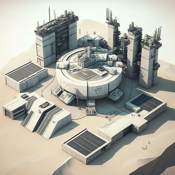 3D Futuristic Military Base That Redefines Warfare: Reinvent Defense Strategy and Tactics - Unparalleled Security Solutions - Generative AI