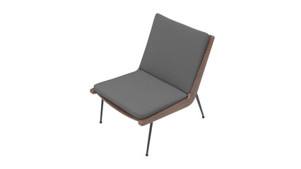 Fototapeta premium wood and fabric chair top view without shadow 3d render