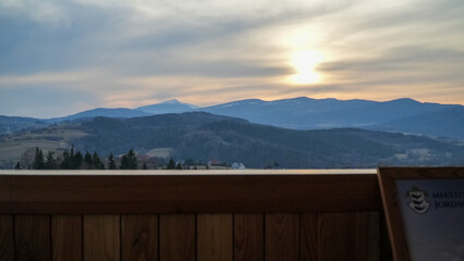 View of the mountain tops during sunset