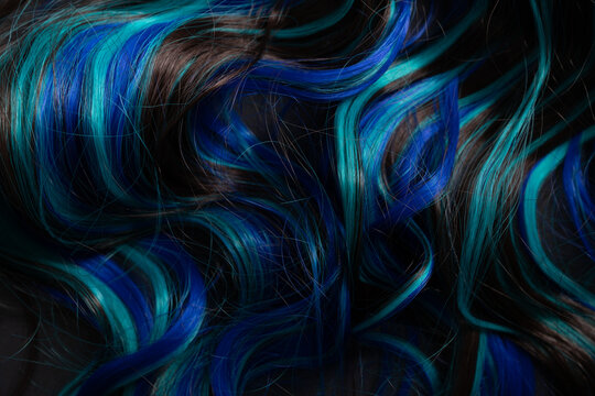 Background of vivid colored blue hair