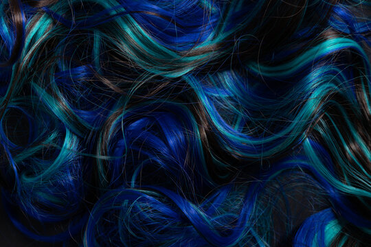 Background of vivid colored blue hair