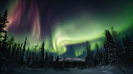 Northern Lights above waters edge. Northern Lights on the night sky. Generative Ai