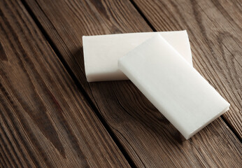 Bars of soap on a wooden table