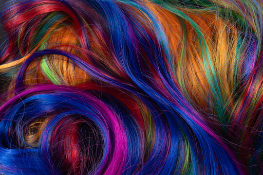 Background of vivid colored hair