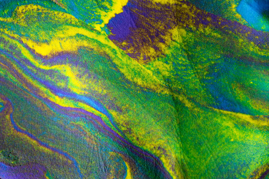 Close-up view of beautiful abstract multicolored waves made from colorful clay plasticine