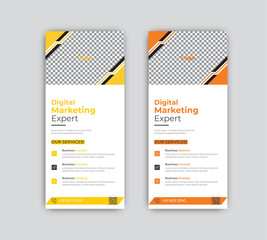 Vector digital marketing modern rack card and dl flyer or roll up banner.