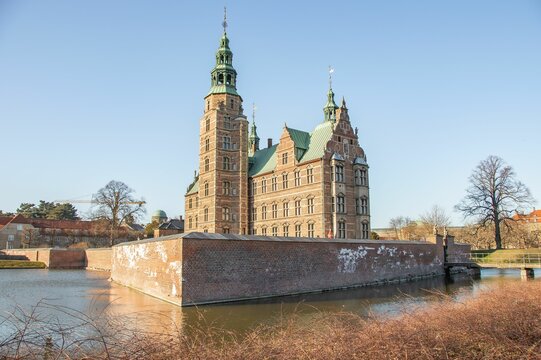Scenic view of the beautiful architecture of the Rosenborg castle located in Copenhagen, Denmark