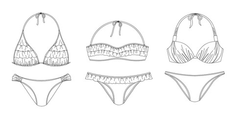 "Woman sustainable swimwear, technical drawing, template, sketch, flat, mock up. Recycled PA, Recycled PES, Lycra fabric swimwear front view, white color"	
