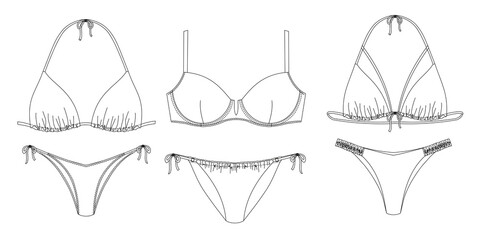 "Woman sustainable swimwear, technical drawing, template, sketch, flat, mock up. Recycled PA, Recycled PES, Lycra fabric swimwear front view, white color"	
