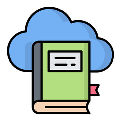 Cloud Learning Line Color Icon