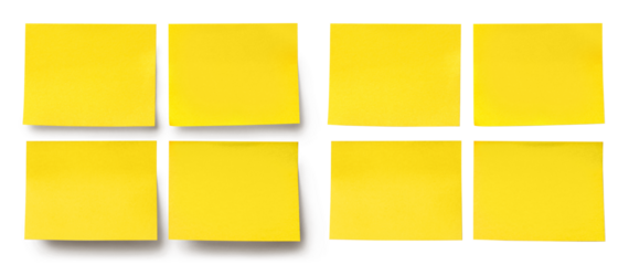 Yellow blank stickers with and without shadows, cut out