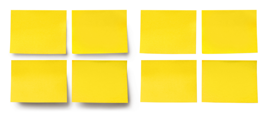 Yellow blank stickers with and without shadows, cut out