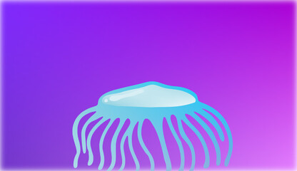 Gradient blue jellyfish with purple background