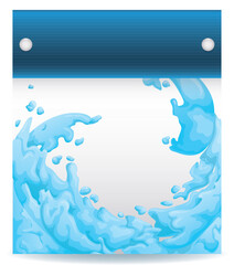 Isolated blue calendar filling up with water splashes, Vector illustration