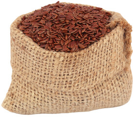 Flax seeds in jute bag