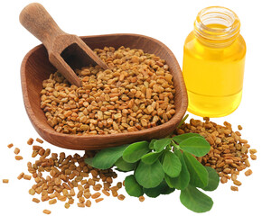 Fenugreek seeds with oil in bottle