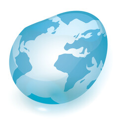 Drop-shaped globe in gradient effect over white background, Vector illustration