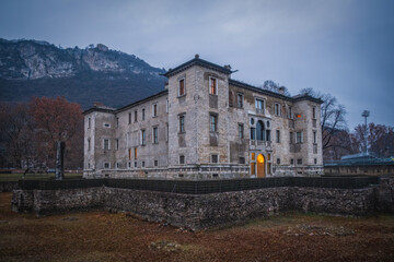 Fototapeta na wymiar Trento, Italy - January 2023: Palazzo delle Albere, a 16th century villa-fortress built in Trento by the bishop-princes Madruzzo