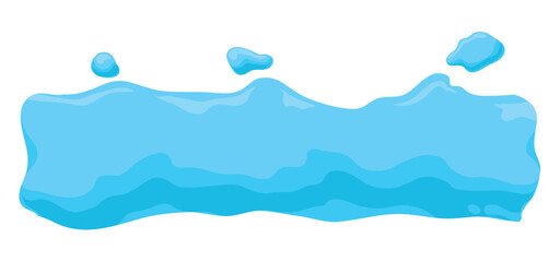 Horizontal sign with watery effect and droplets in cartoon style, Vector illustration