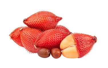 Fruit Salak with leaf isolated on transparent png