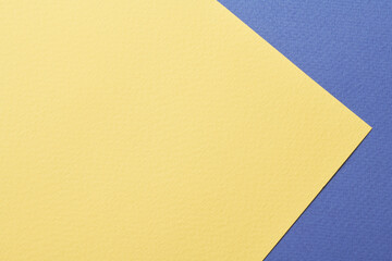 Rough kraft paper background, paper texture blue yellow colors. Mockup with copy space for text