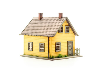 Small house isolated on white background. - Generative Ai. - Real estate, property, home, building, architecture, residential, suburban, cottage, bungalow, cozy, comfortable, simple, minimalistic,
