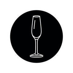 Champagne black line icon. Dishware