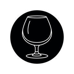 Glass for cognac black line icon. Dishware