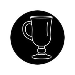 Glass for irish coffee black line icon. Dishware
