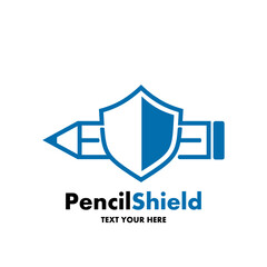 Pencil shield logo template illustration