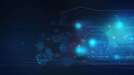 Obraz premium unique tech-inspired background with an emphasis on photon beams, blurry lights and bokeh, geometric patterns and shapes