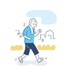 ジョギングをしているシニア男性