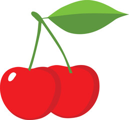 Fresh Cherry fruit illustration, isolated on white background. ZIP file contains EPS, JPEG and PNG formats.