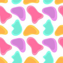 Abstract liquid amoeba shapes colorful seamless pattern.