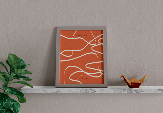 Picture Frames with Decorative Items Mockup