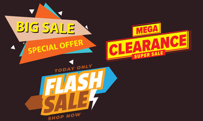 Mega clearance advertisement with the super sale, Flash sale blue banner design, and Decorative sale banner template