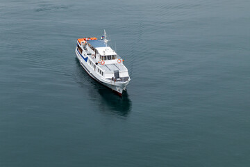 Passenger boat sails the Black Sea on a summer day,