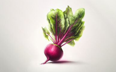 A drawn beetroot on white background watercolor vegetable organic food illustrations Generative AI