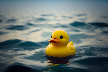 Yellow Rubber Duck in water - generative ai