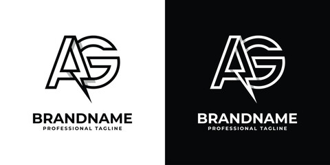 Letter AG Thunderbolt Logo, suitable for any business with AG or GA initials. - obrazy, fototapety, plakaty